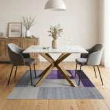 Purple Purple Grey Geometric Block Area Rug