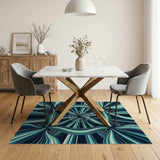 Teal Vortex Swirl Geometric Area Rug