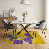 Vibrant Yellow Purple Geometric Area Rug