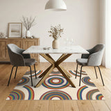 Rainbow Concentric Circles Area Rug