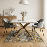 Brown and Tan Brown Tan Geometric Grid Area Rug
