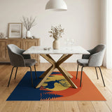 Orange Sunset Deer Silhouette Area Rug