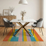 Vibrant Polka Dot Multi-Stripe Area Rug