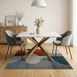 Abstract Organic Wave Area Rug in Terracotta Teal