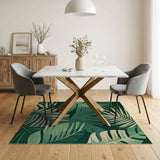 Coastal Beach Green Lush Green Palm Leaf Area Rug