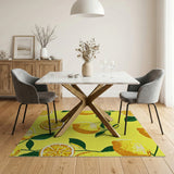 Yellow Sunny Lemon Fruit Pattern Yellow Area Rug