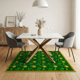 Lucky Golden Shamrock Green Clover Rug