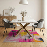 Vibrant Pink Yellow Abstract Brushstroke Area Rug