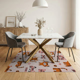 Adorable Pink Cartoon Tiger Kids Rug