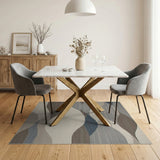 Abstract Wavy Layers Grey Area Rug