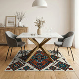 Southwestern Teal Terracotta Geometric Tribal Rug