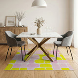 Vibrant Pixelated Pink Yellow Geometric Area Rug