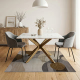 Modern Abstract Beige Grey Geometric Area Rug