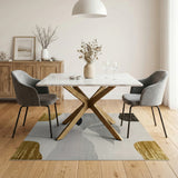 Gold Grey Abstract Wave Area Rug