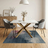 Faded Blue Distressed Abstract Area Rug