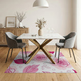 Swirling Pink Roses Floral Area Rug