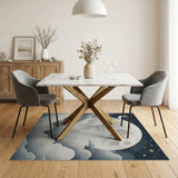 Celestial Full Moon Clouds Rug