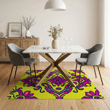 Vibrant Pink Floral on Sunny Yellow Area Rug