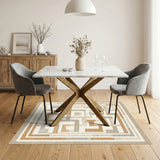 Brown Geometric Labyrinth Area Rug