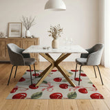 Red Fruit Pattern Cherry Fruit Pattern Area Rug