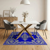 Royal Blue Ornate Floral Area Rug