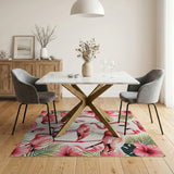 Pink Vibrant Pink Flamingo Hibiscus Area Rug
