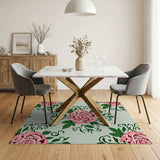 Floral Vintage Pink Roses Floral Vintage Area Rug