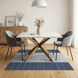 Navy White Striped Coastal Woven Area Rug