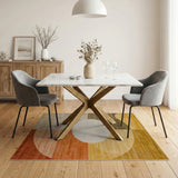 Abstract Golden Circle Geometric Area Rug
