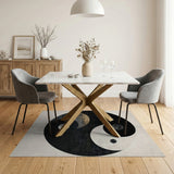 Celestial Yin-Yang Moon Phase Area Rug