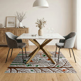 Woodland Deer Rabbit Tree Silhouette Area Rug