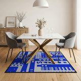 Blue and Teal Bold Blue Geometric Abstract Area Rug