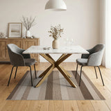Textured Beige Brown Striped Area Rug