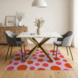 Vibrant Pink Polka Dot Area Rug