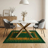 Vibrant Green Orange Geometric Modern Area Rug