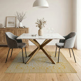 Intricate Gold Heritage Tribal Area Rug