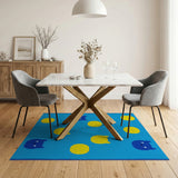 Playful Cartoon Cats Smiley Suns Blue Area Rug