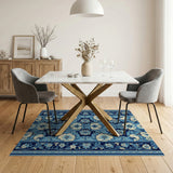 Navy Blue Persian Floral Area Rug
