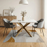 Abstract Wavy Beige Neutral Beige and Neutral Area Rug