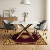 Red Gold Ornate Medallion Persian Area Rug