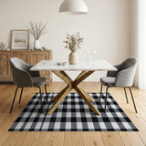 Black and White Textured Black White Checkered Area Rug