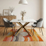 Orange Sunset Horizon Geometric Area Rug