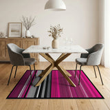 Geometric Modern Vibrant Pink Striped Geometric Area Rug