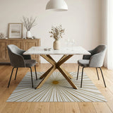 Gold and Silver Gold Sunburst Geometric Area Rug