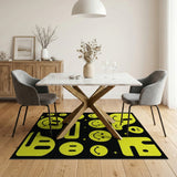 Kids Cartoon Yellow Playful Yellow Smiley Faces Area Rug