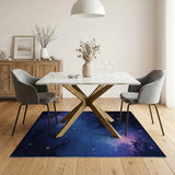 Blue and Teal Starry Nebula Galaxy Area Rug