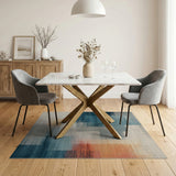 Geometric Modern Abstract Blue Teal Geometric Area Rug