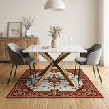 Red Ornate Red Gold Persian Medallion Rug