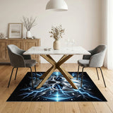 Blue Lightning Skull Area Rug