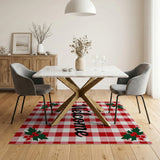 Festive Red Gingham Welcome Holly Rug